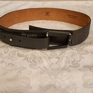 W The Worth Collection Embossed Croc Belt - Black